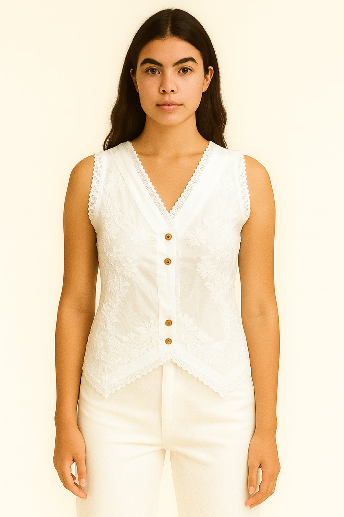 Handprint Dream Apparel Elia White Top NE7123