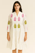 Handprint Dream Apparel Flora White Multicolour Dress NE7139