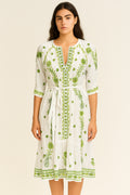 Handprint Dream Apparel Grace White Green Dress NE7135