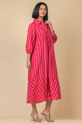 Handprint Dream Apparel Redwood Pink Red Soneva Stripe Dress AN1149A