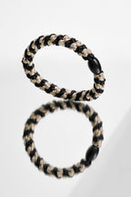 KKNEKKI Black Beige Glitter Stripe Multicolour Hair Tie 1836, pair on white
