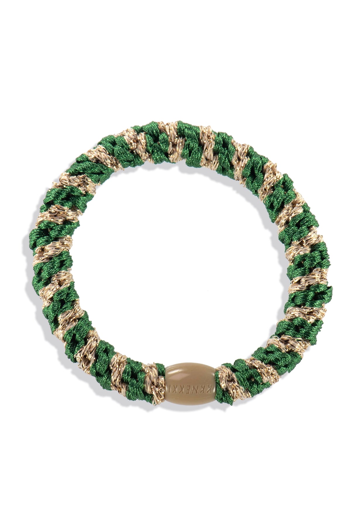 KKNEKKI Forest Green Beige Glitter Stripe Multicolour Hair Tie 5030, packshot
