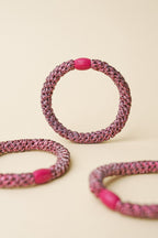 KKNEKKI Rosewood Glitter Pink Hair Tie 9317, group of three