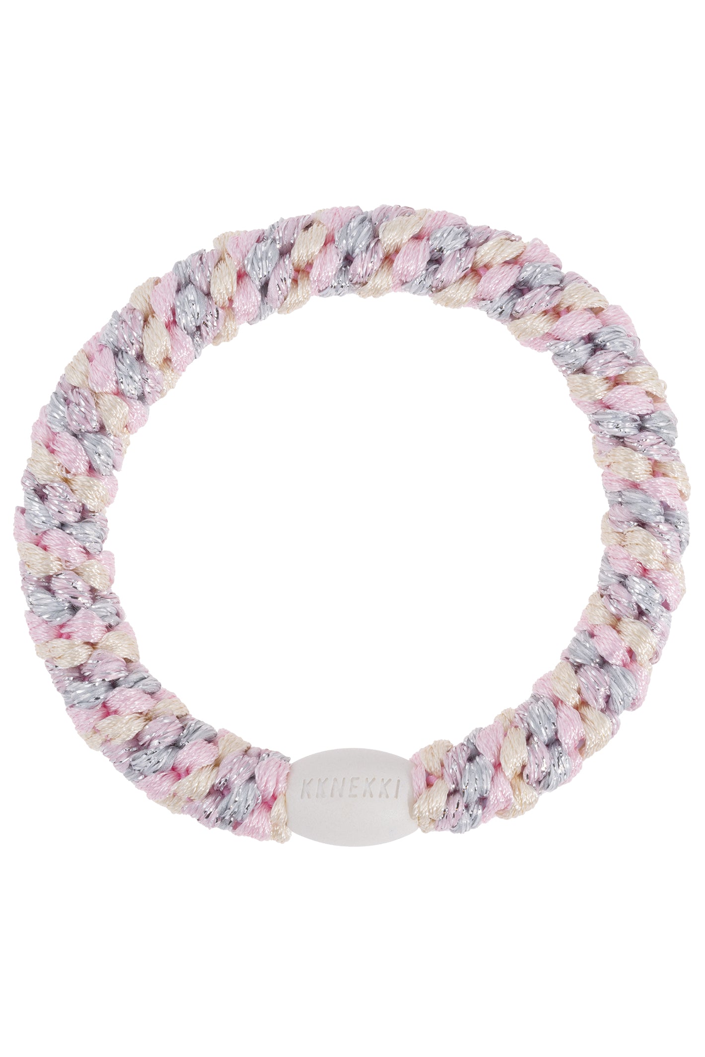 KKNEKKI silver pink glitter mix hair tie at OSO Boutique