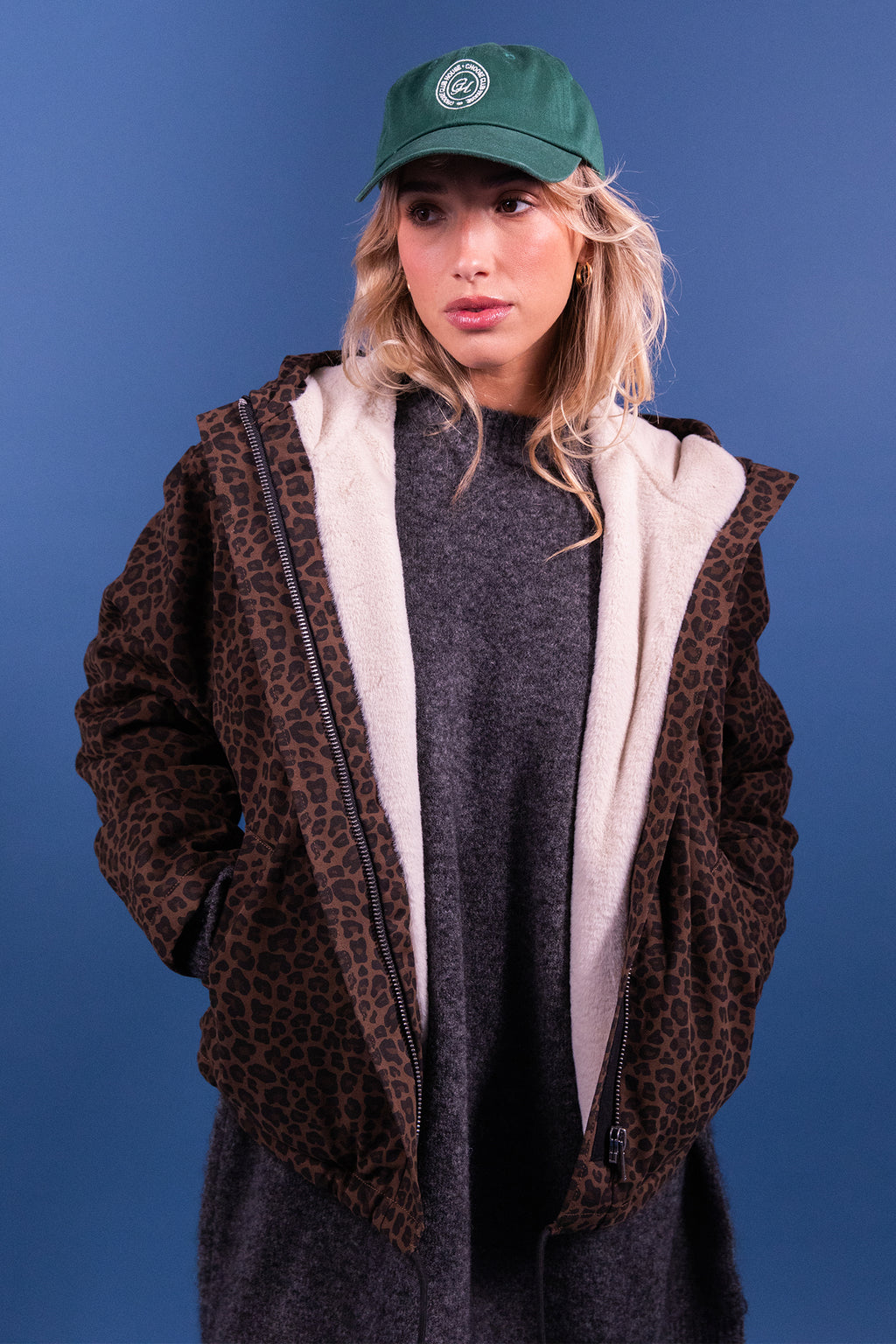 Laure + Max Guzmania Brown Leopard Print Jacket 26AH153, front view