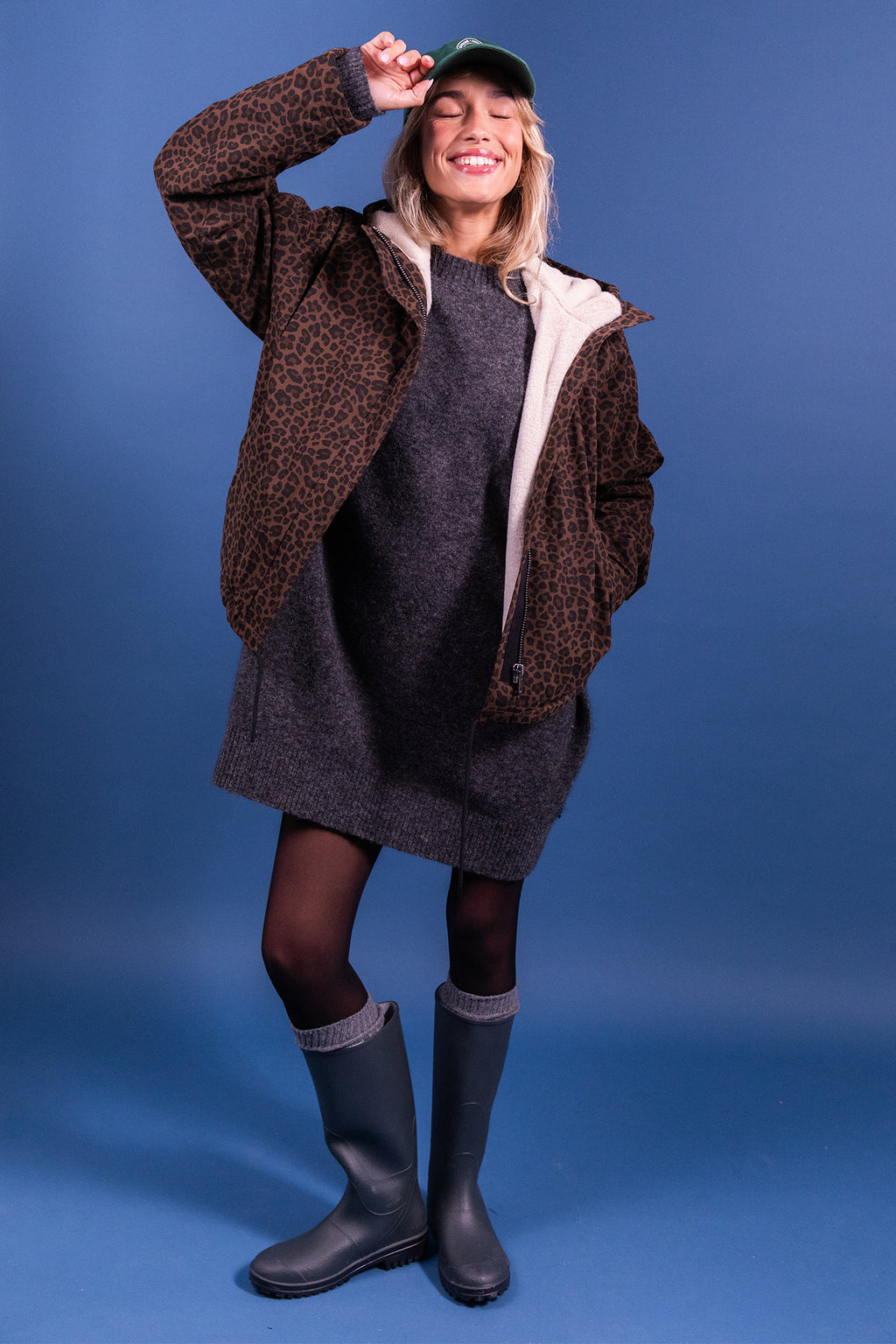 Laure + Max Guzmania Brown Leopard Print Jacket 26AH153, full-length front view