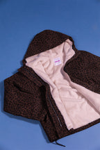 Laure + Max Guzmania Brown Leopard Print Jacket 26AH153, flat lay showing borg lining