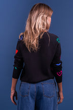 Laure + Max Mireio Black Charm V-Neck Cardigan 26AH093, back view