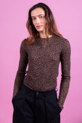 Laure + Max Thilda Brown Leopard Print Top 26AH078, front view