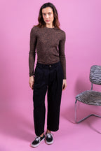 Laure + Max Thilda Brown Leopard Print Top 26AH078, full-length front view