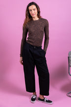 Laure + Max Thilda Brown Leopard Print Top 26AH078, three-quarter front view