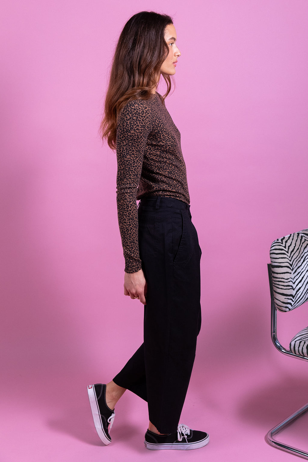 Laure + Max Thilda Brown Leopard Print Top 26AH078, side view