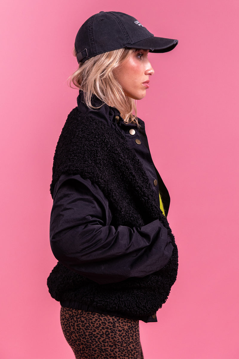 Laure + Max Vladimir Black Funnel Neck Jacket 26AH067, front view
