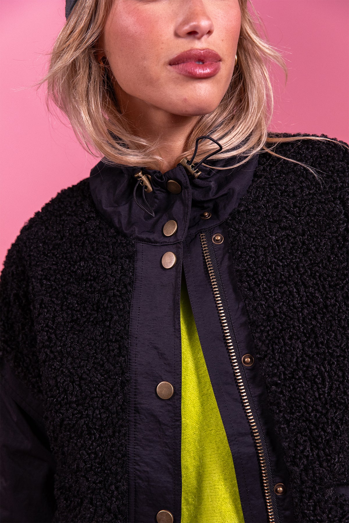 Laure + Max Vladimir Black Funnel Neck Jacket 26AH067, detail view