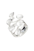 LBJ Jewellery Adjustable hand finished organic Silver ring R3, front