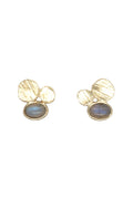 LBJ Jewellery Assymetrical labradorite gold plated stud E24100PG, front