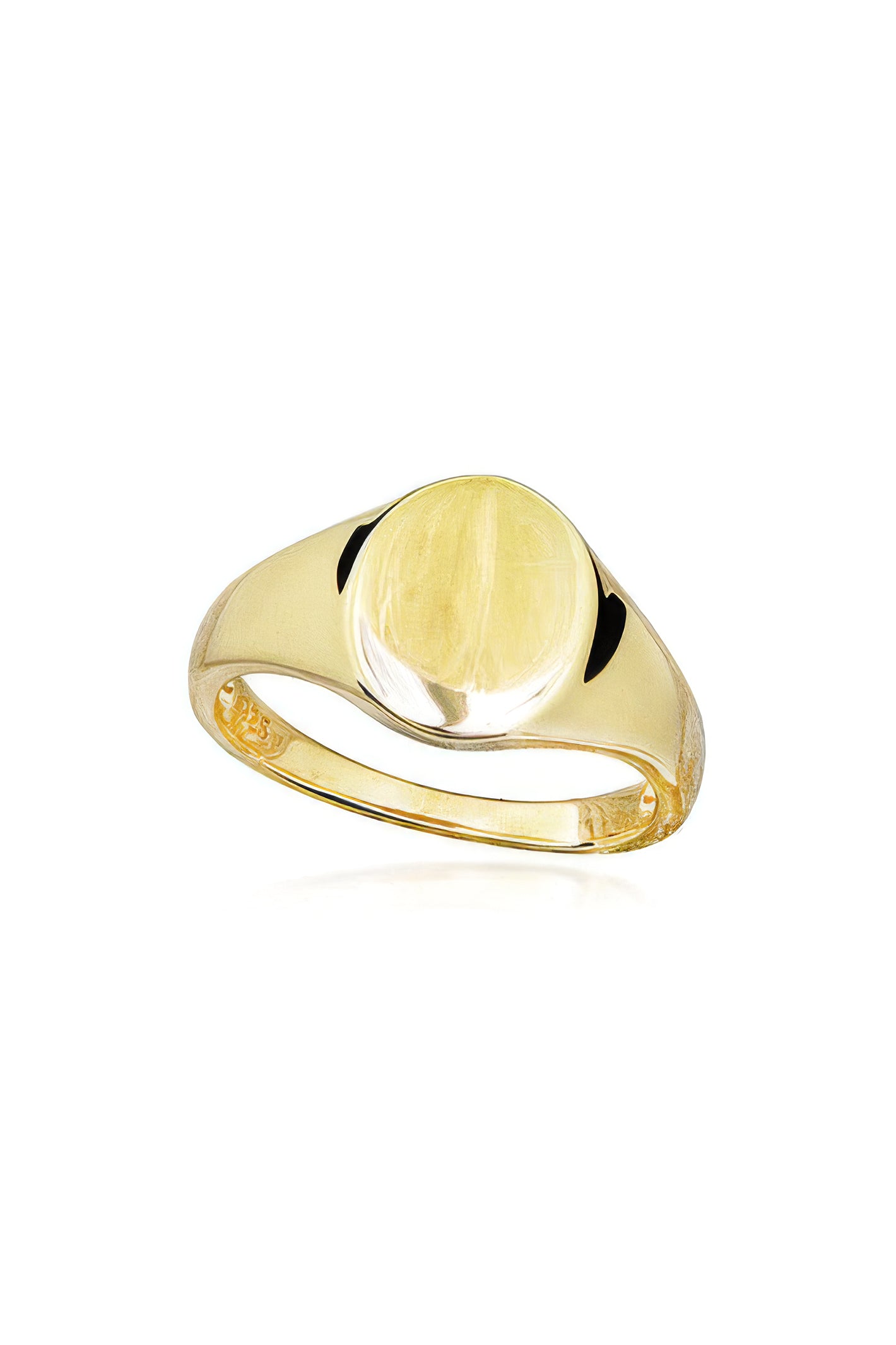 LBJ Jewellery Classic gold plated signet ring R7570GP, front