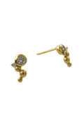 LBJ Jewellery CZ gold bubbles studs E24946, front and side view