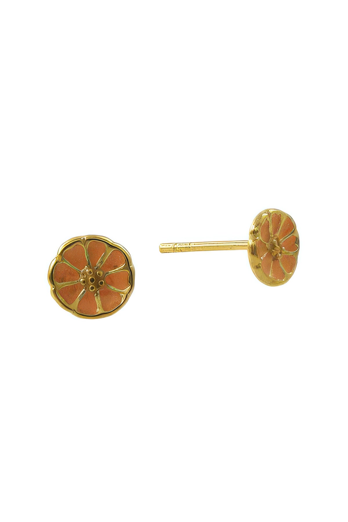 LBJ Jewellery Enamel Gold Plated Studs E12379, front and side