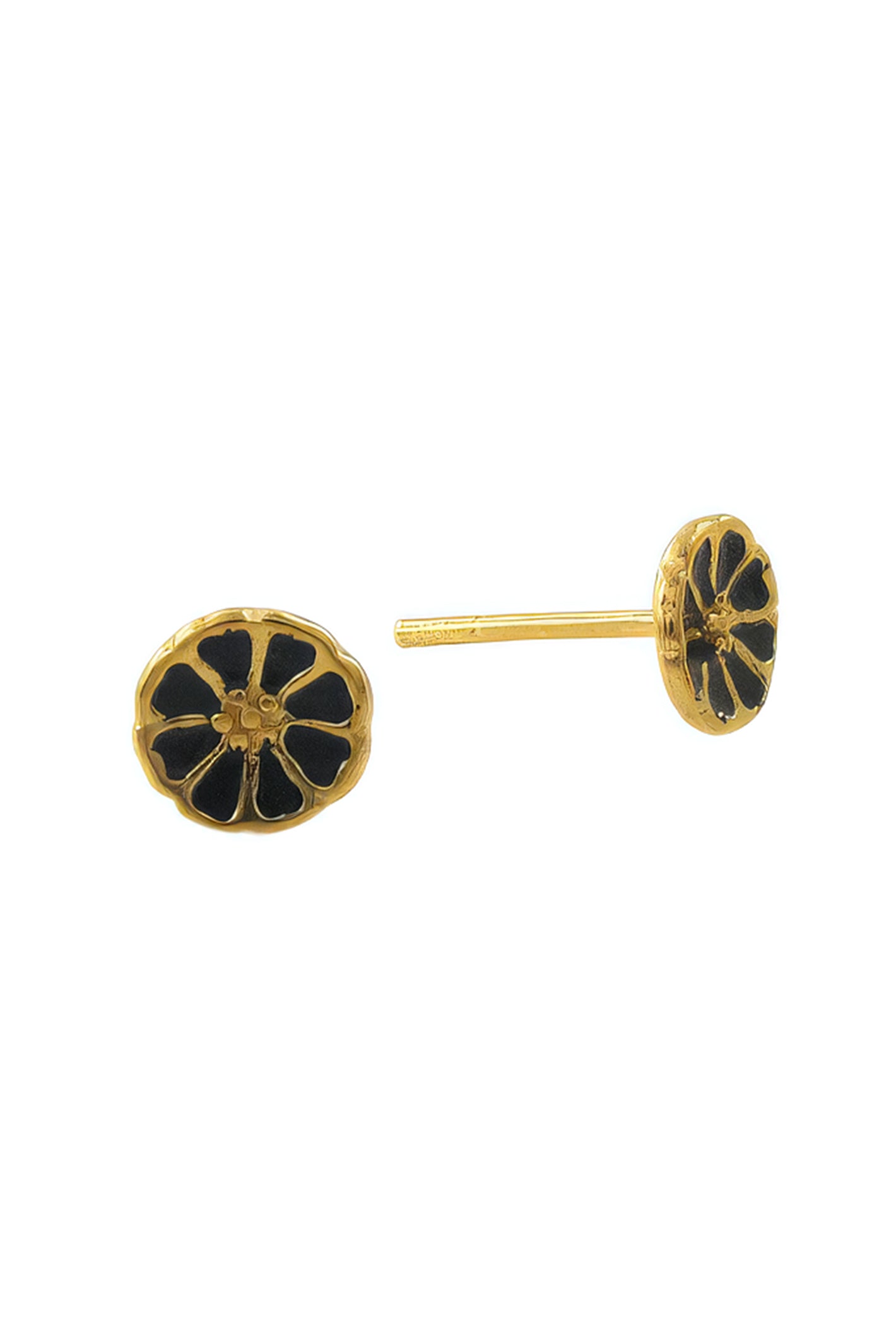 LBJ Jewellery Enamel Gold Plated Studs E12379B, front and side