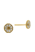 LBJ Jewellery Enamel Gold Plated Studs E12379W, front and side