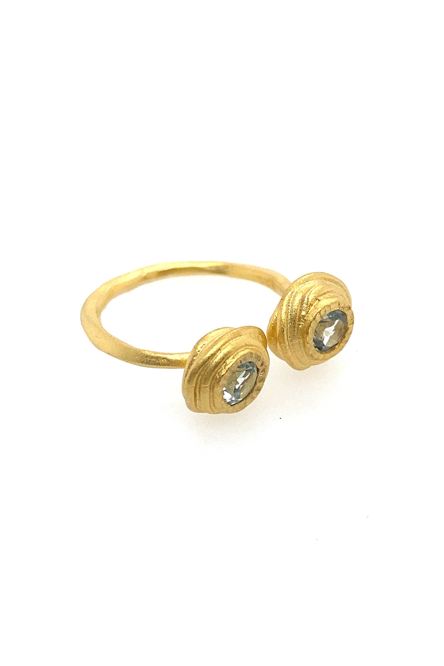 LBJ Jewellery Gold Plated Blue Topaz Ring R4BT