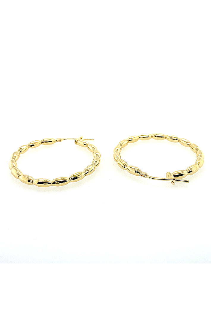 LBJ Jewellery Gold Plated Bobble Design Hoops E3061/3GP, side view