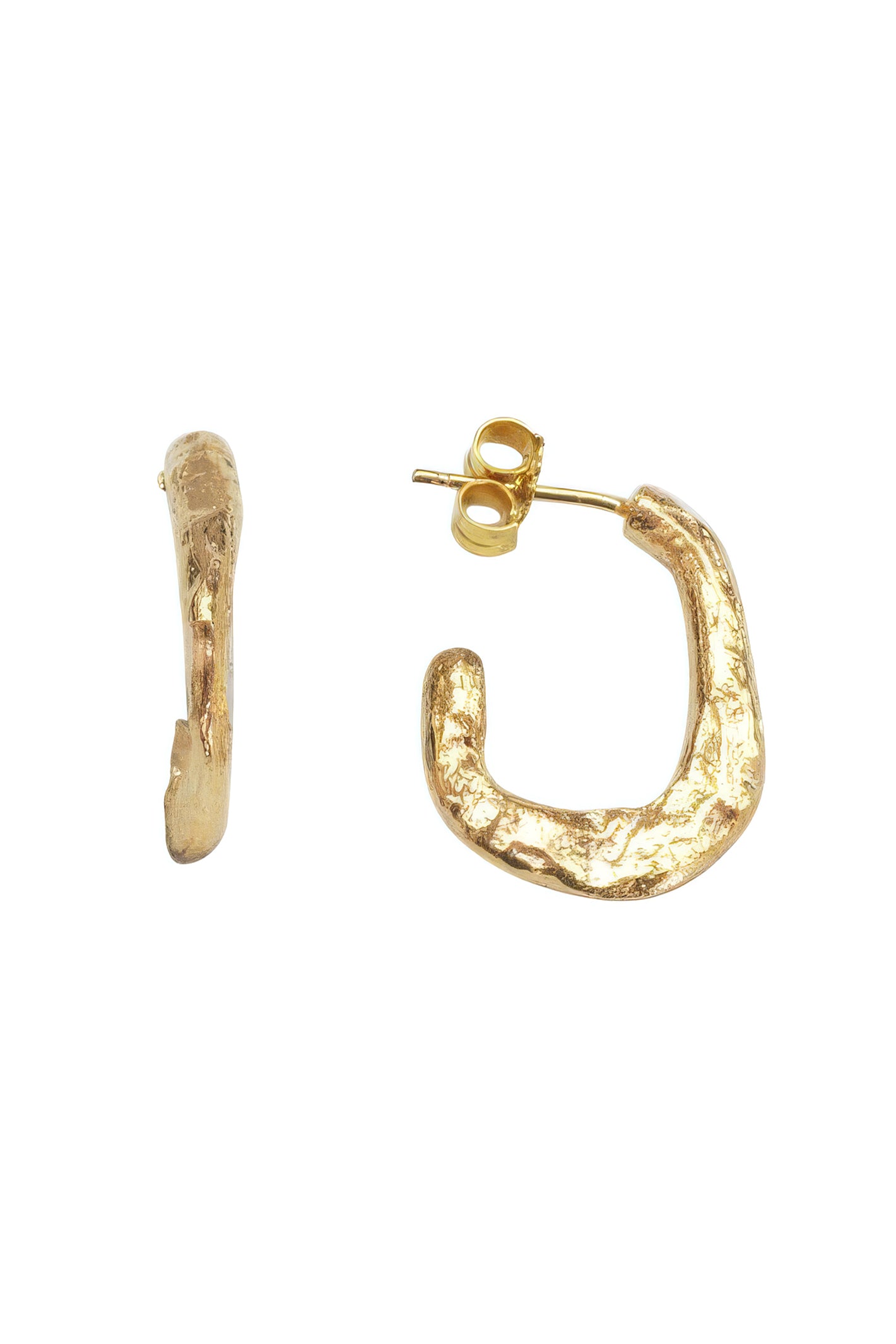 LBJ Jewellery Gold Plated Hammered Half Hoops E21039A
