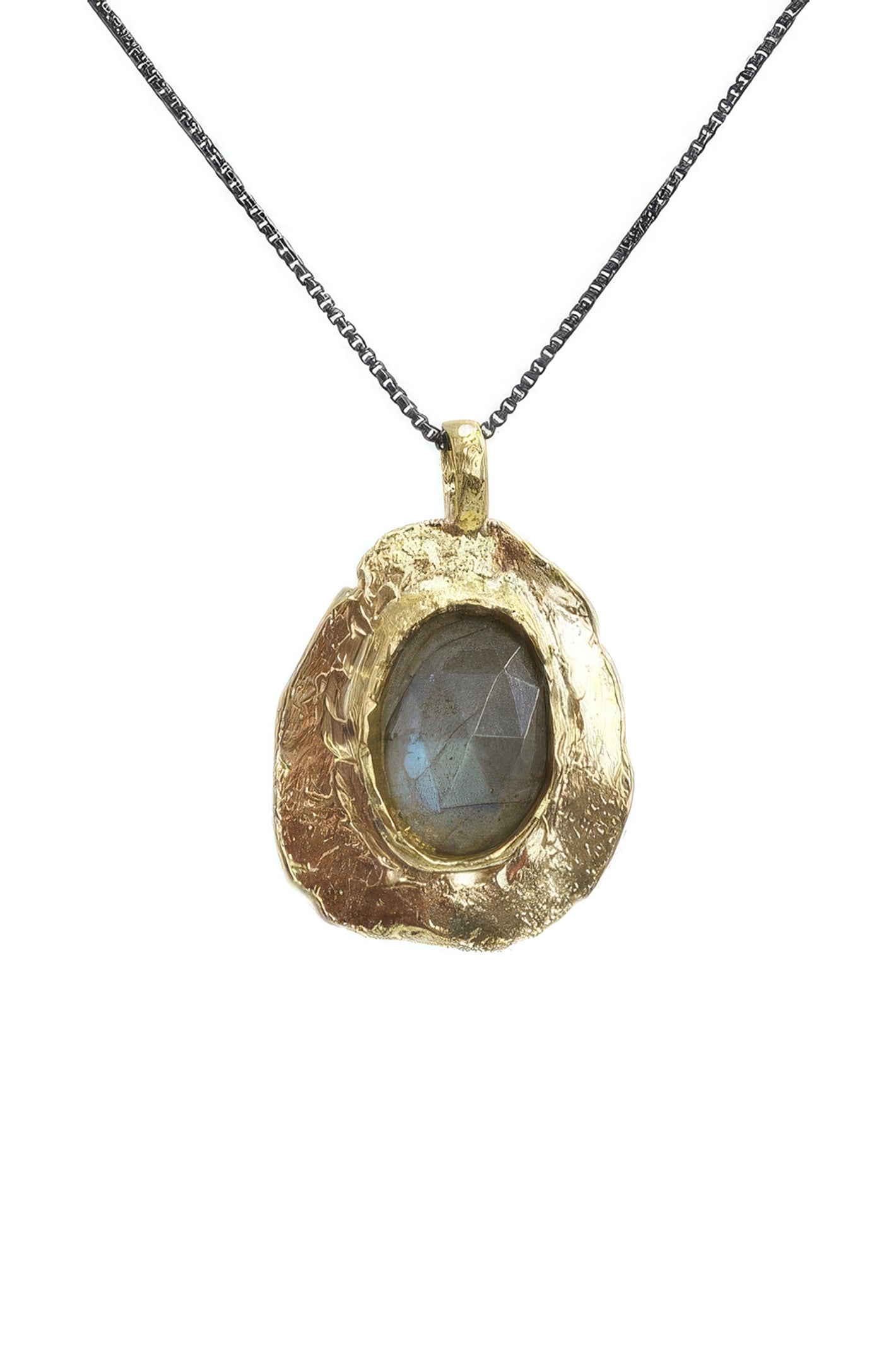 LBJ Jewellery Gold Plated Labradorite Necklace N19177, detail