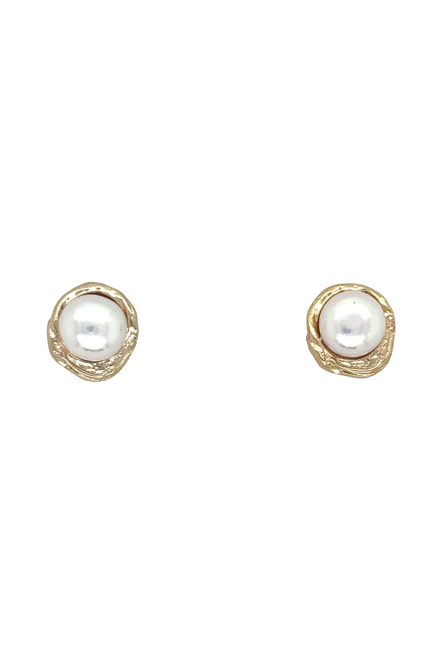 LBJ Jewellery Gold Plated Organic Pearl Studs E22032GP, front