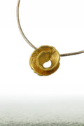 LBJ Jewellery Gold Plated Swirl Pendant P22765, worn