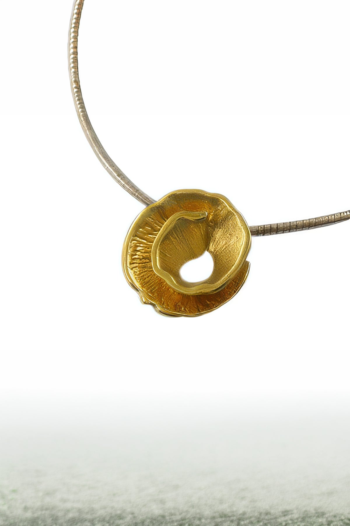 LBJ Jewellery Gold Plated Swirl Pendant P22765, worn