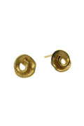 LBJ Jewellery Gold plated swirl studs E22766, front and side view