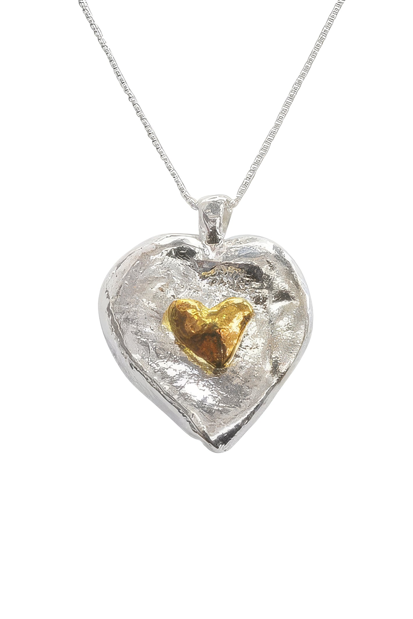 LBJ Jewellery Hammered Heart Silver Pendant P21071, front