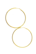 LBJ Jewellery Large wire gold plated hoops E1790/4, front