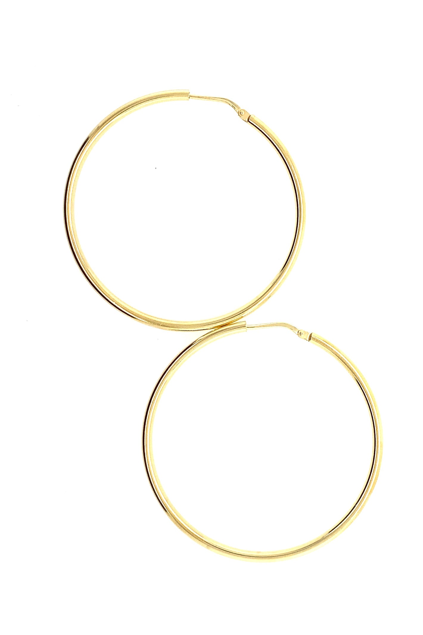 LBJ Jewellery Large wire gold plated hoops E1790/4, front