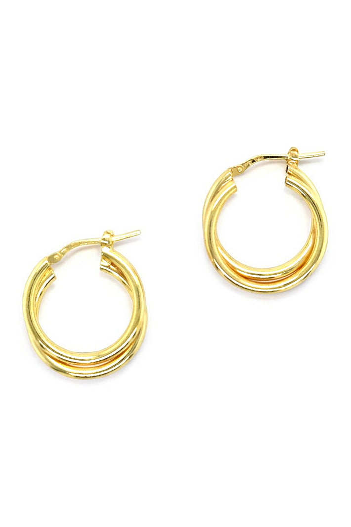 LBJ Jewellery Medium Two Wire Gold Plated Hoops E838/3GP, packshot
