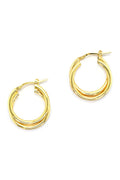 LBJ Jewellery Medium Two Wire Gold Plated Hoops E838/3GP, packshot