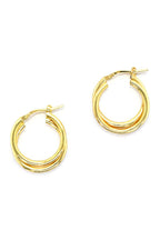 LBJ Jewellery Medium Two Wire Gold Plated Hoops E838/3GP, packshot
