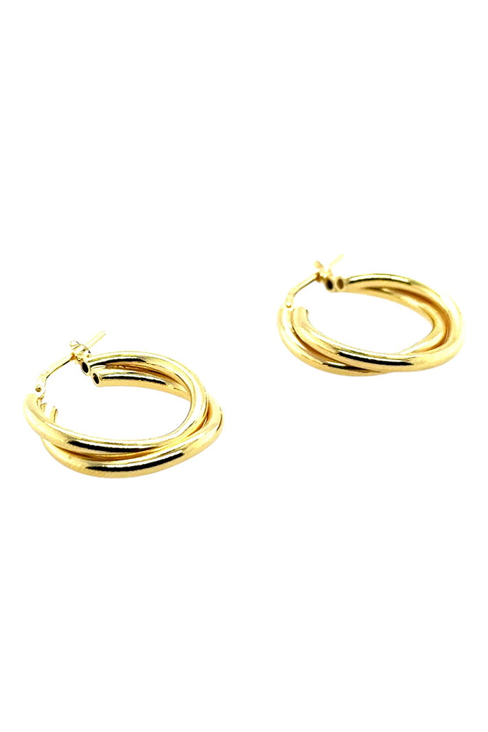LBJ Jewellery Medium Two Wire Gold Plated Hoops E838/3GP, side view