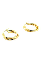 LBJ Jewellery Medium Two Wire Gold Plated Hoops E838/3GP, side view