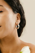 LBJ Jewellery Modern Round Silver Hoops E1867/1, worn