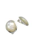 LBJ Jewellery Mother of Pearl White Clip Earrings E19579C, front and side