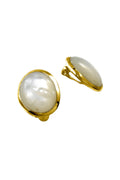 LBJ Jewellery Mother of Pearl White Clip Earrings E19579CGP, front and side