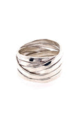 LBJ Jewellery Multi-band hammered Silver ring R01, front