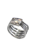 LBJ Jewellery Multi band plain Silver ring R20006, front