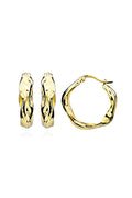 LBJ Jewellery Organic gold plated hoops E15838GP, front and side view