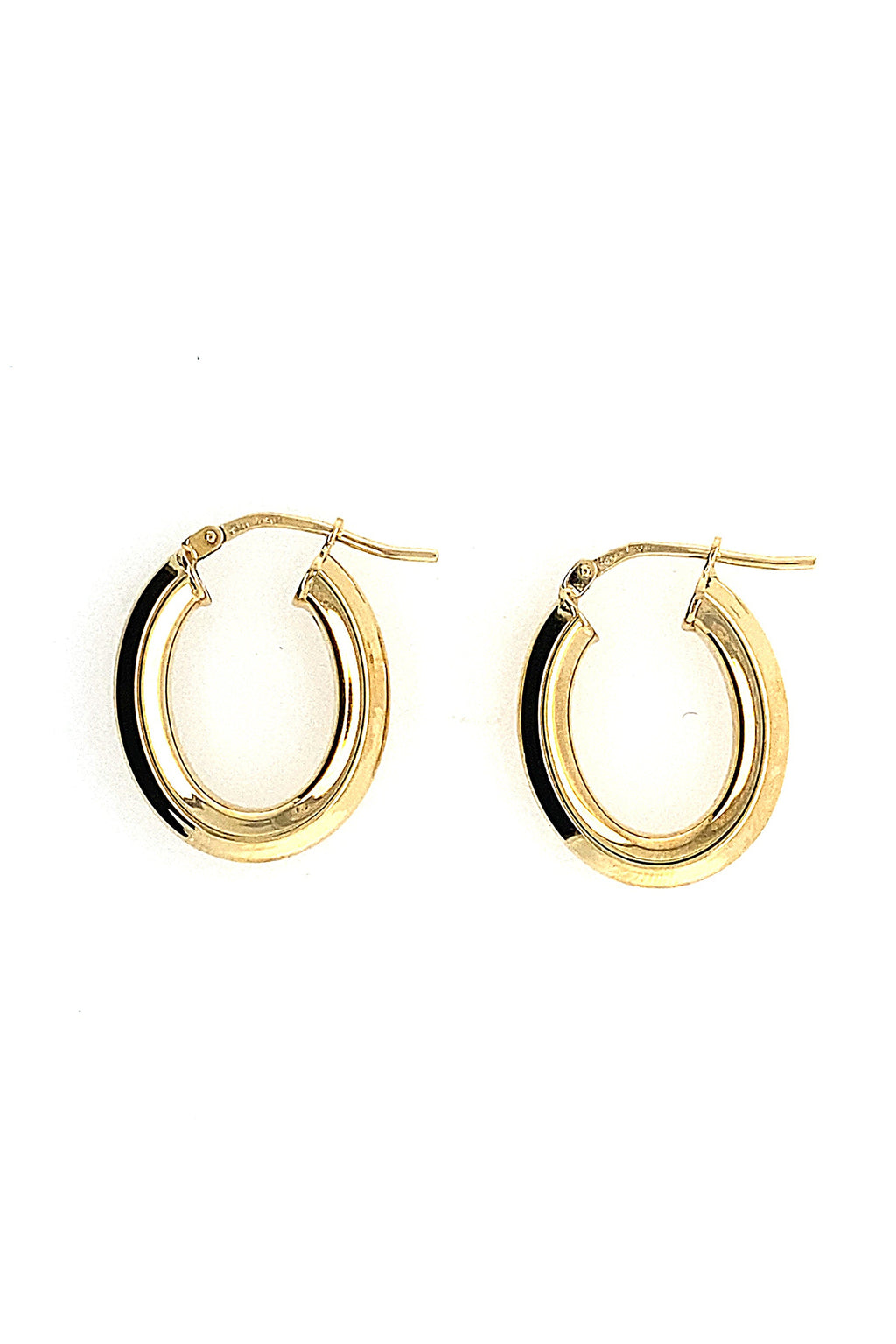 LBJ Jewellery Oval edged gold plated hoops E3172/2GP, front