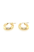 LBJ Jewellery Oval edged gold plated hoops E3172/2GP, side view