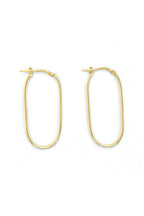 LBJ Jewellery Oval flat wire Gold hoops E3935/2GP, angled view